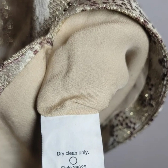 J. Crew Women's Top Size 0 Gold Metallic Floral Brocade Silk Blend Short Sleeve - Picture 6 of 11